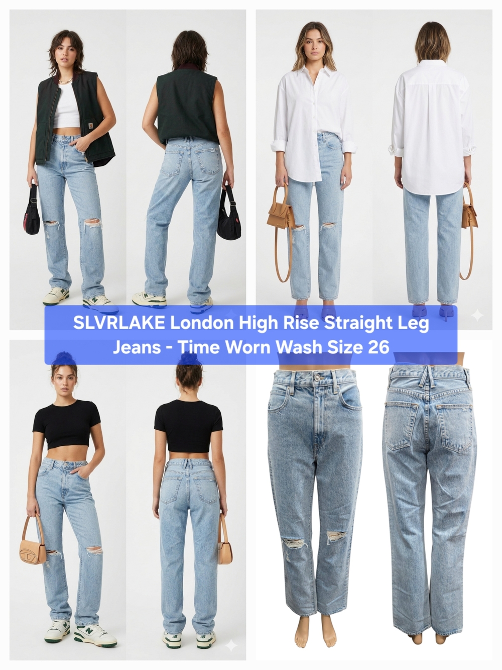 SLVRLAKE London High Rise Straight Leg Jeans Time Worn Wash Size 26